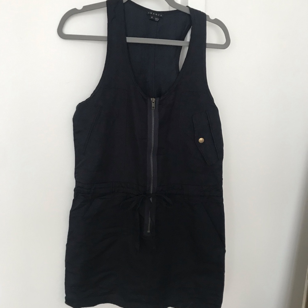 THEORY tank dress with pockets and tie waist